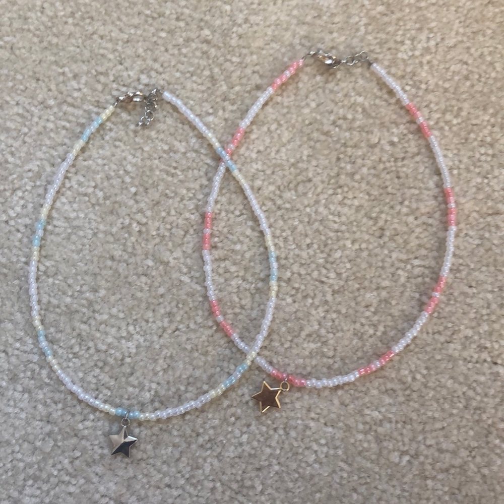 2 Star Charm Seed Bead Chokers